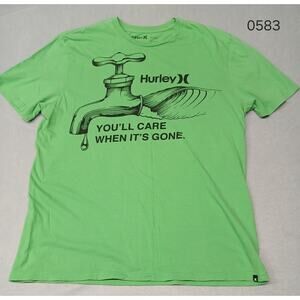 Hurley (XL) Green Graphic Print Short Sleeve Comfort Stretch Cotton Casual...
